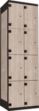 TRITON šatní skříň s 8 boxy kov-lamino T1970, černá - ořech Light Rockrord