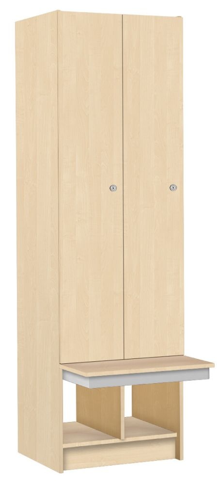 Šatní skříň lamino 2-dveřová s lavicí T1970, dekor bříza