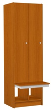 Šatní skříň lamino 2-dveřová s lavicí T1970, dekor třešeň