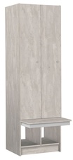 Šatní skříň lamino 2-dveřová s lavicí T1970, dekor beton