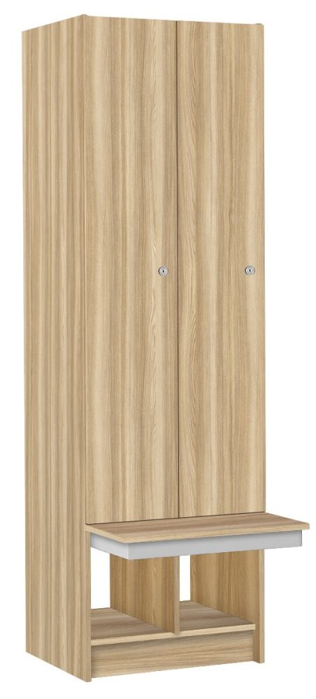TRITON šatní skříň lamino 2-dveřová s lavicí T1970, dekor jasan Blonde Surfside