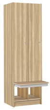 Šatní skříň lamino 2-dveřová s lavicí T1970, dekor jasan Blonde Surfside
