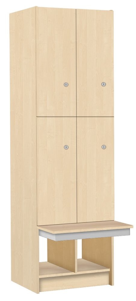 TRITON šatní skříň lamino se 4 boxy a lavicí T1970, dekor bříza
