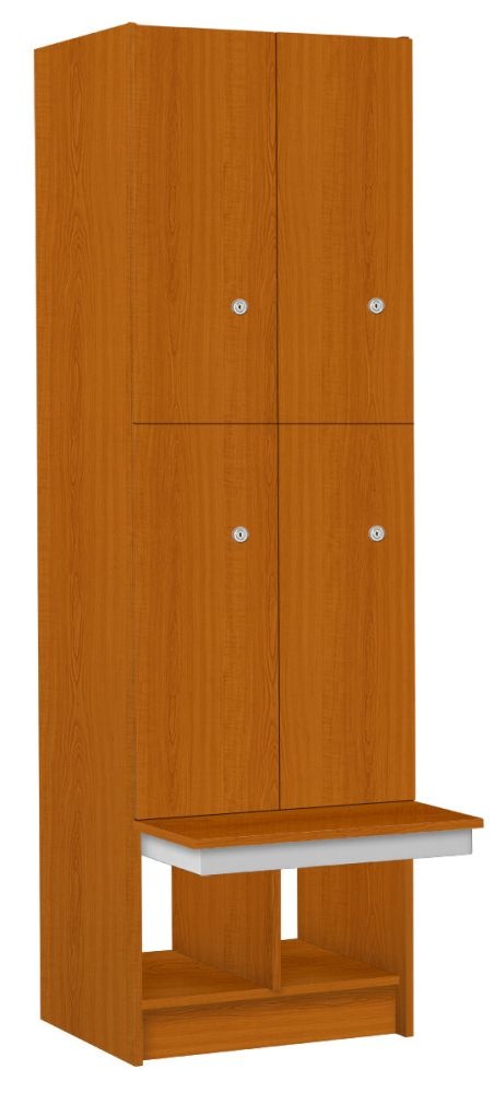 TRITON šatní skříň lamino se 4 boxy a lavicí T1970, dekor třešeň