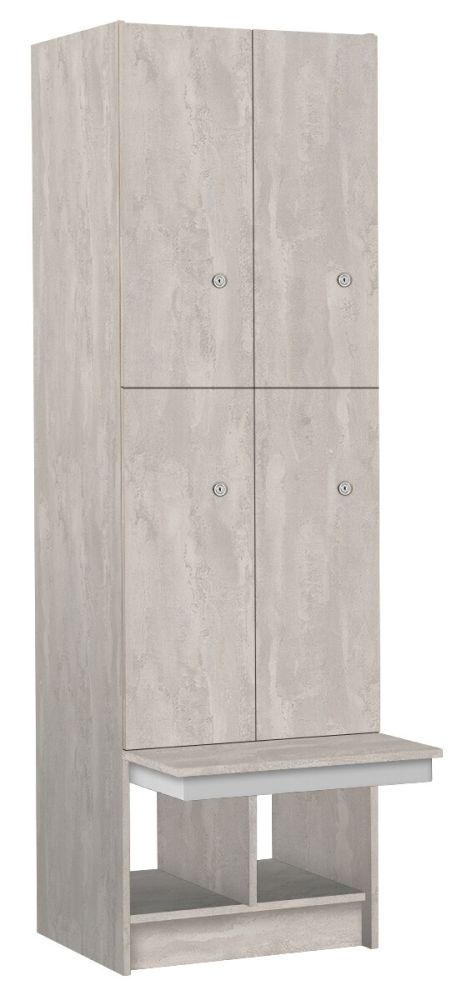 Šatní skříň lamino se 4 boxy a lavicí T1970, dekor beton