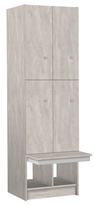 TRITON šatní skříň lamino se 4 boxy a lavicí T1970, dekor beton