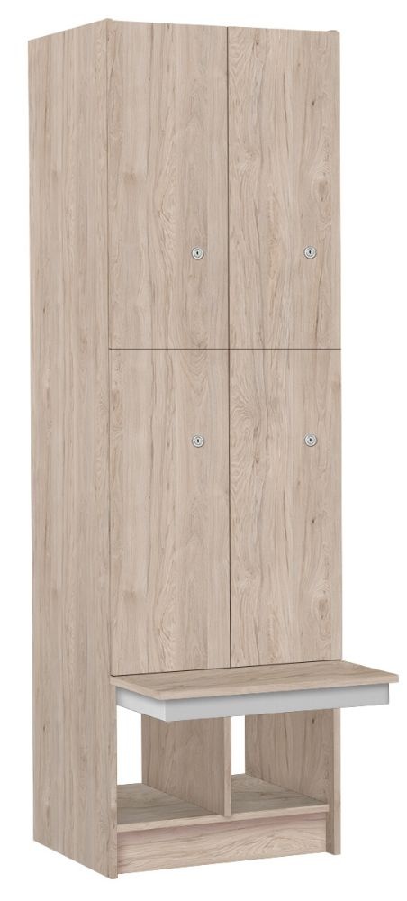 TRITON šatní skříň lamino se 4 boxy a lavicí T1970, dekor ořech Light Rockrord