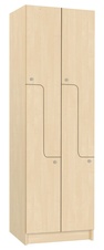 Šatní skříň lamino se 4 boxy a dveřmi ve tvaru Z T1970, dekor bříza