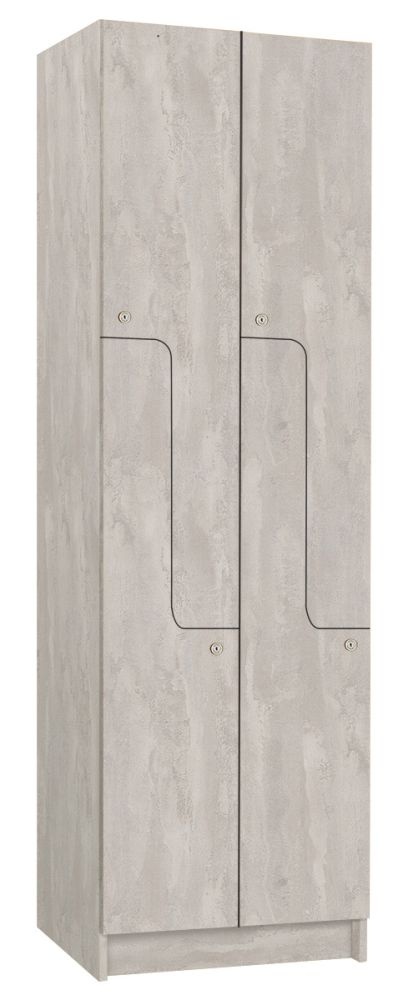 Šatní skříň lamino se 4 boxy a dveřmi ve tvaru Z T1970, dekor beton