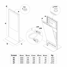 Digitální tenký totem s monitorem Samsung 50", černý, dotyková fólie