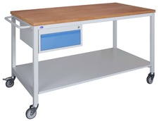 Pojízdný montážní stůl 150x80 cm s kontejnerem Z1, buková překližka
