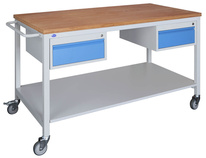 Pojízdný montážní stůl 150x80 cm se 2 kontejnery  Z1, buková překližka