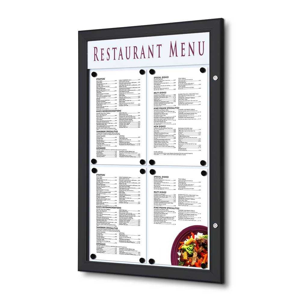 Venkovní MENU vitrína 4x A4, černá
