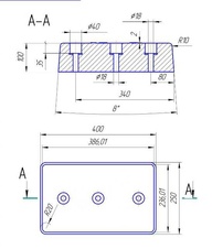 Gumový doraz na rampu 400x250x100 mm, 3 otvory