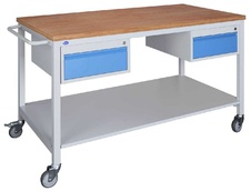 Pojízdný montážní stůl 120x80 cm se 2 kontejnery  Z1, buková překližka