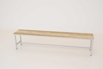 Šatní lavice kov-lamino, délka 1200 mm, šedá - jasan Blonde Surfside