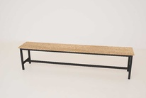 Šatní lavice kov-lamino, délka 1200 mm, černá - dub Nagano