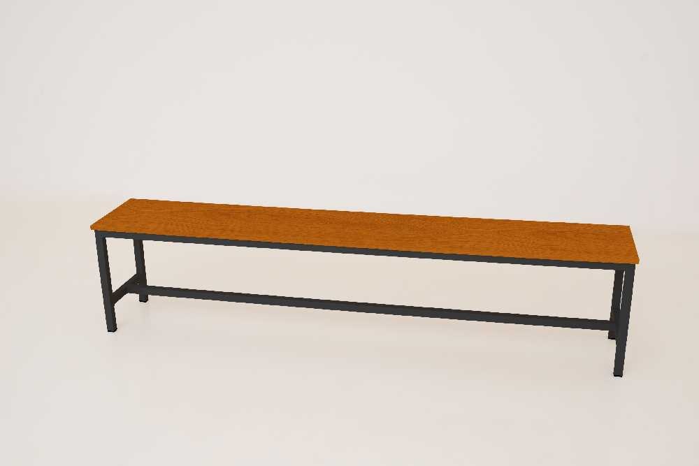 Šatní lavice kov-lamino, délka 1200 mm, černá - třešeň