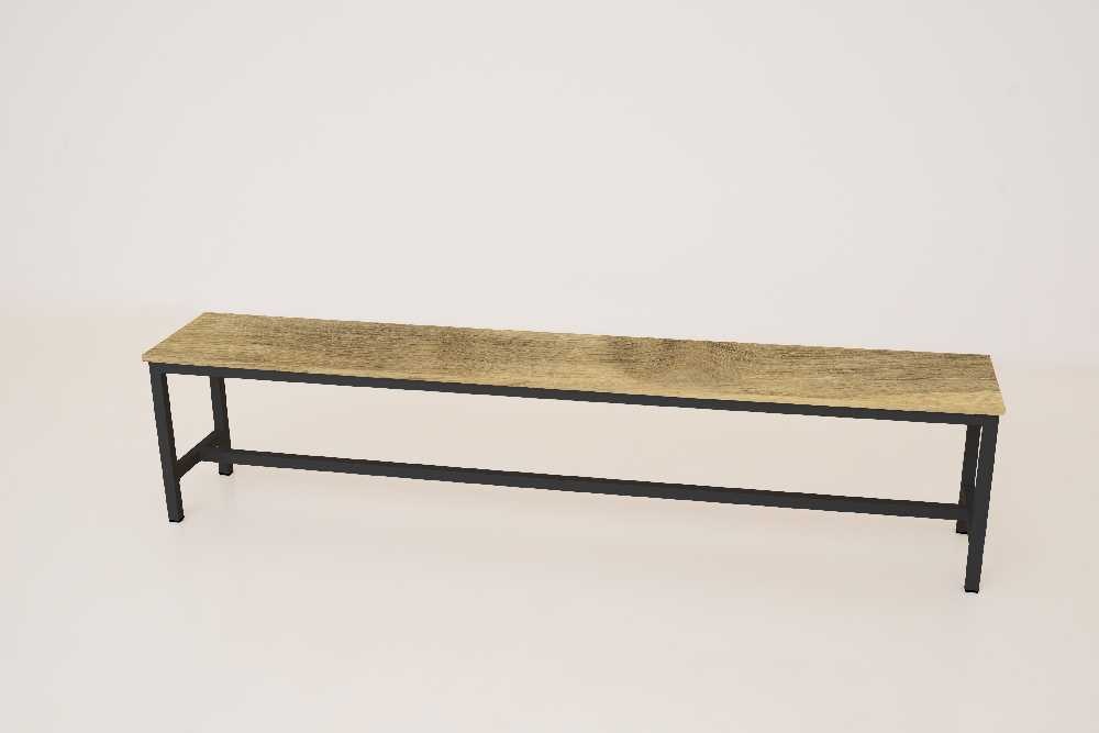 Šatní lavice kov-lamino, délka 1200 mm, černá - dub Baroque Gold