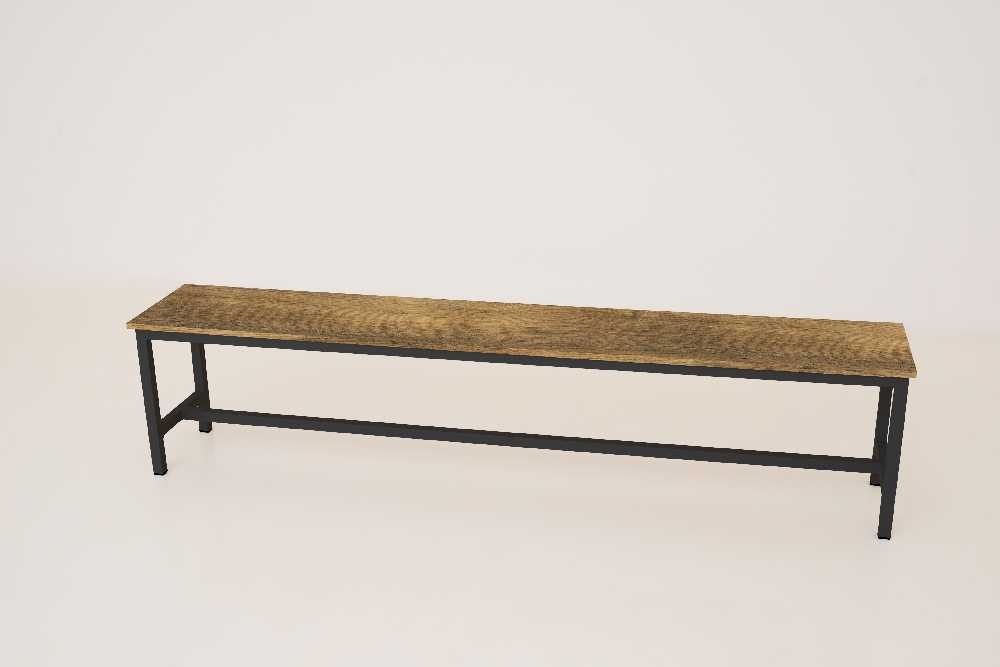 Šatní lavice kov-lamino, délka 1200 mm, černá - dub Baroque Amber