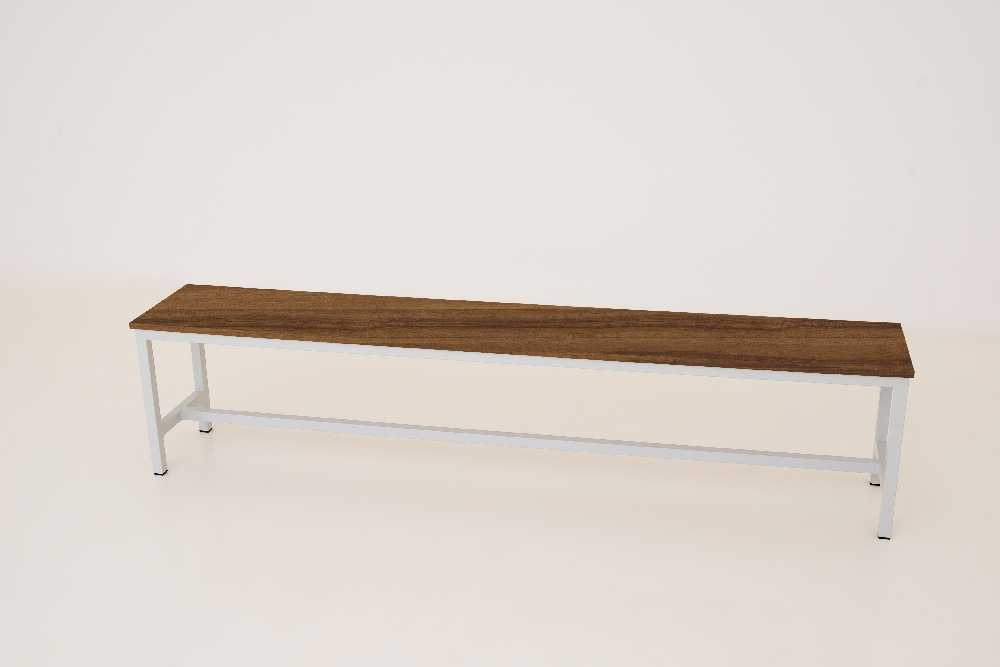 Šatní lavice kov-lamino, délka 1500 mm, šedá - ořech