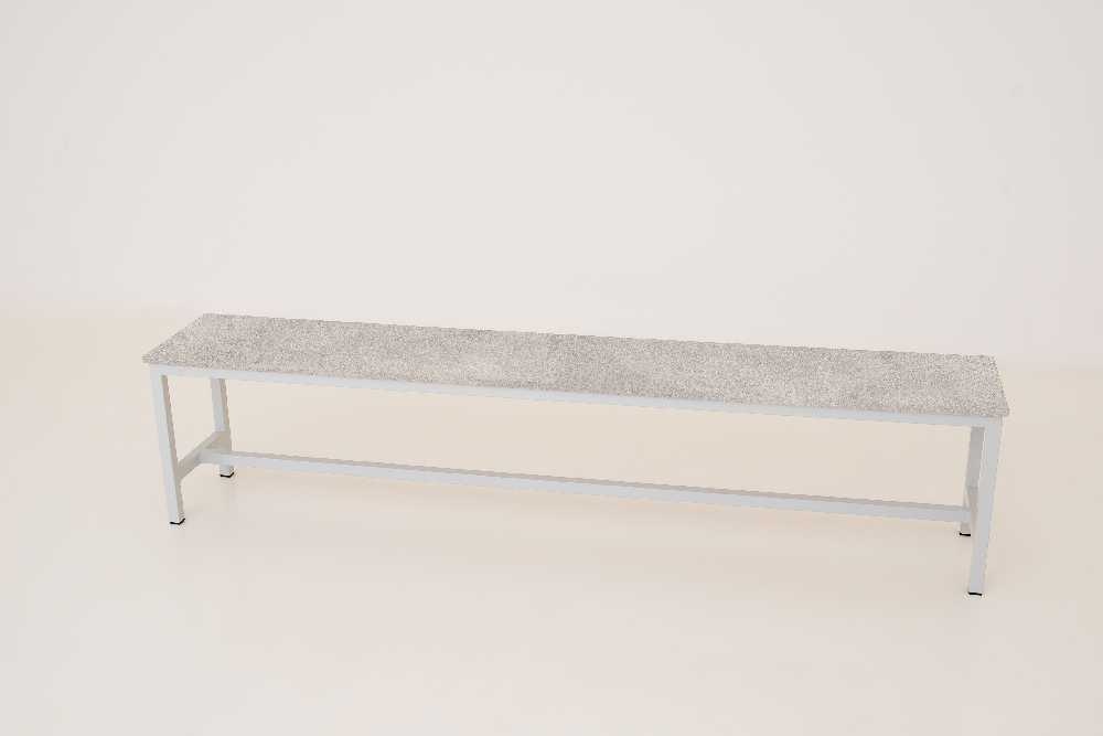Šatní lavice kov-lamino, délka 1500 mm, šedá - beton