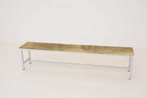 Šatní lavice kov-lamino, délka 1500 mm, šedá - dub Baroque Gold