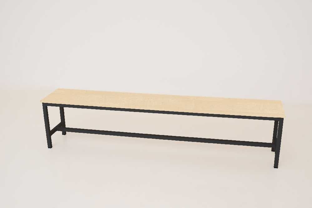 Šatní lavice kov-lamino, délka 1500 mm, černá - bříza