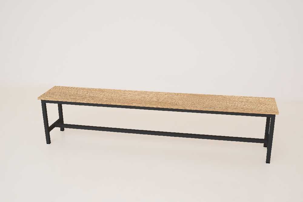 Šatní lavice kov-lamino, délka 1500 mm, černá - dub Nagano