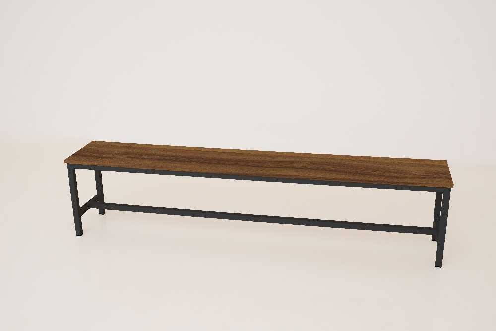 Šatní lavice kov-lamino, délka 1500 mm, černá - ořech
