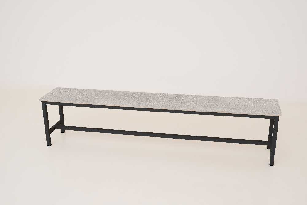 Šatní lavice kov-lamino, délka 1500 mm, černá - beton