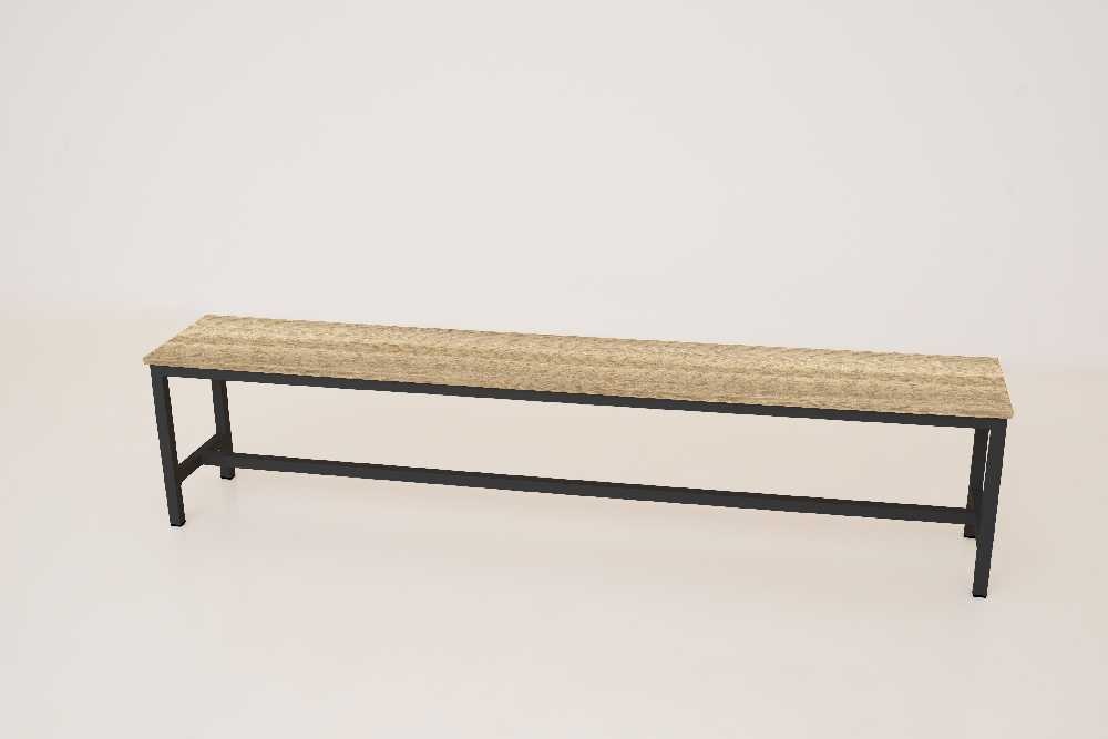 Šatní lavice kov-lamino, délka 1500 mm, černá - jasan Blonde Surfside