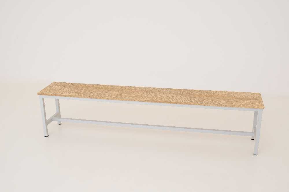 Šatní lavice kov-lamino, délka 2000 mm, šedá - dub Nagano