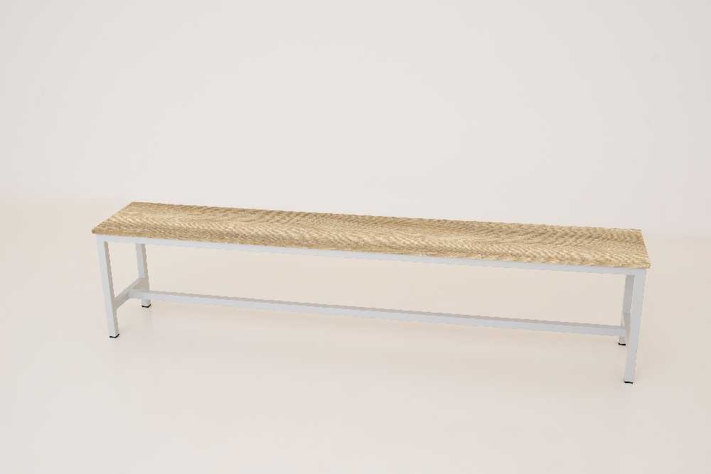 Šatní lavice kov-lamino, délka 2000 mm, šedá - jasan Blonde Surfside