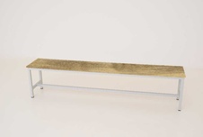 Šatní lavice kov-lamino, délka 2000 mm, šedá - dub Baroque Gold