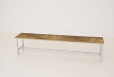 Šatní lavice kov-lamino, délka 2000 mm, šedá - dub Baroque Amber
