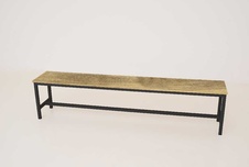 Šatní lavice kov-lamino, délka 2000 mm, černá - dub Baroque Gold