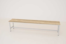 Šatní lavice širší kov-lamino, délka 2000 mm, šedá - jasan Blonde Surfside