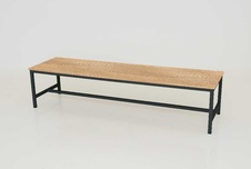 Šatní lavice širší kov-lamino, délka 2000 mm, černá - dub Nagano