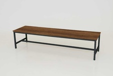 Šatní lavice širší kov-lamino, délka 2000 mm, černá - ořech