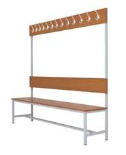 Šatní lavice s 8 věšáky kov-lamino, délka 1200 mm, šedá - třešeň