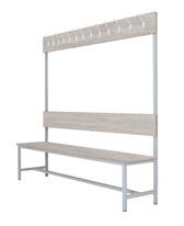 Šatní lavice s 8 věšáky kov-lamino, délka 1200 mm, šedá - beton