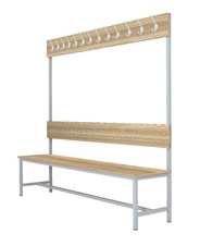 Šatní lavice s 8 věšáky kov-lamino, délka 1200 mm, šedá - jasan Blonde Surfside