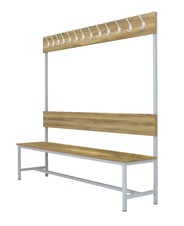 Šatní lavice s 8 věšáky kov-lamino, délka 1200 mm, šedá - dub Baroque Gold