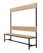 Šatní lavice s 8 věšáky kov-lamino, délka 1200 mm, černá - dub Nagano