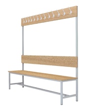 Šatní lavice s 10 věšáky kov-lamino, délka 1500 mm, šedá - dub Nagano