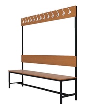 Šatní lavice s 10 věšáky kov-lamino, délka 1500 mm, černá - třešeň