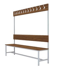 Šatní lavice s 13 věšáky kov-lamino, délka 2000 mm, šedá - ořech