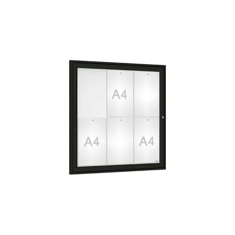 Venkovní elegantní vitrína Tradition, 6 x A4, černá
