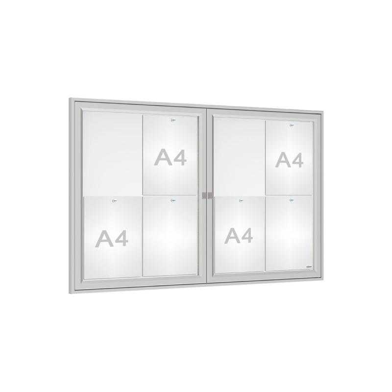 Venkovní elegantní vitrína Tradition, 8 x A4 dvoukřídlá, elox